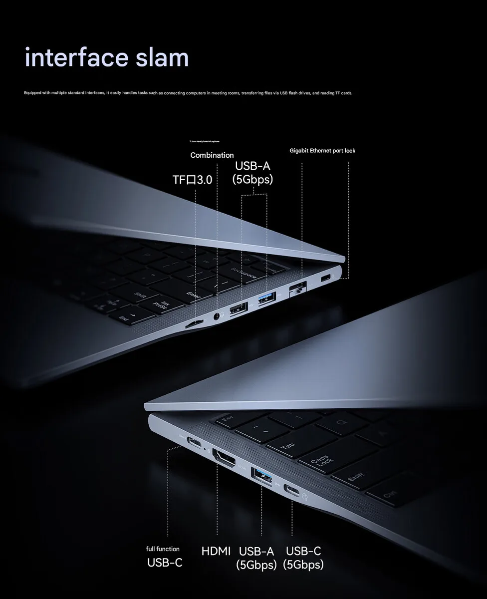 Hệ thống cổng kết nối đa dạng trên ORICO Obook 15 AI hỗ trợ kết nối thiết bị ngoại vi
